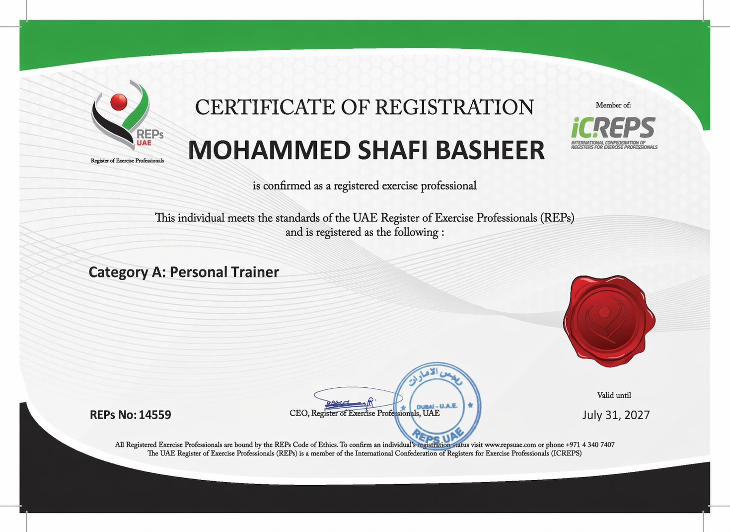 UAE REPs Registered Professional